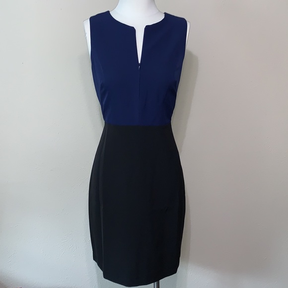 Sam Edelman Two-Tone Navy / Black Sheath Dress Size 10 - Picture 1 of 10